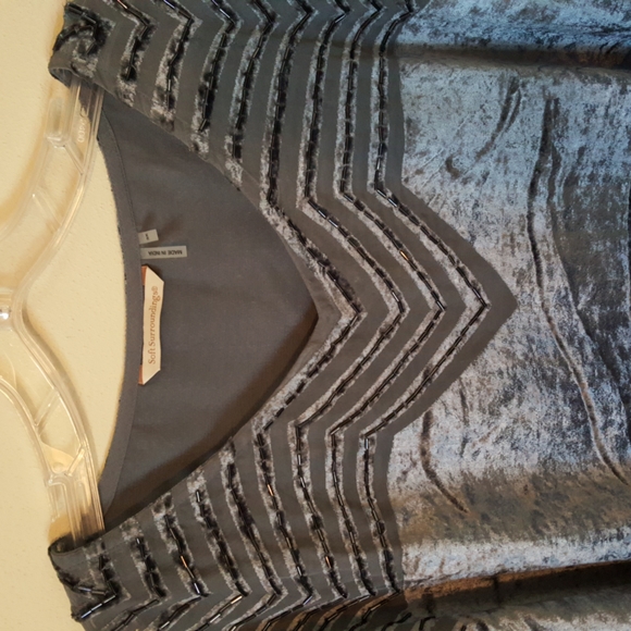 FREE w/ Purchase of $50 or more. Soft Surroundings Gray Velvet Top - Picture 3 of 6